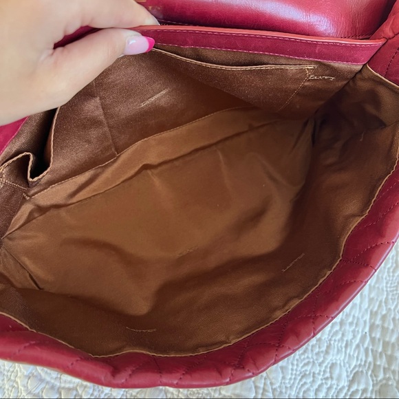 SOLD LANVIN HAPPY red quilted flap bag gold chain large - Picture 6 of 16